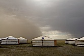 Gobi Desert sandstorm meets hailstorm